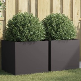 Fioriere 2 Pz Nere 49x47x46 Cm İn Acciaio /
