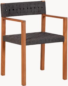 Sedia da giardino in legno di teak intrecciata a mano con braccioli Cora