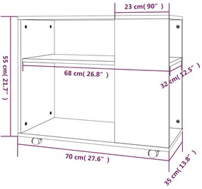 Tavolino da Salotto Rovere Fumo 70x35x55cm Legno Multistrato