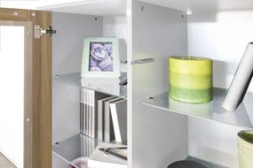 Vetrina 4 ante linea Londra in finitura Bianco Lucido e Noce Caracalla