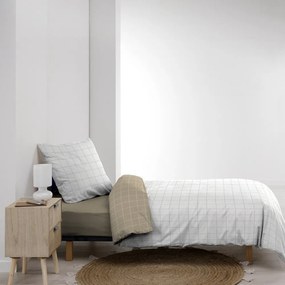 Set copripiumino e federa bianco/beige in cotone per letto singolo 140x200 cm Cadria – douceur d'intérieur