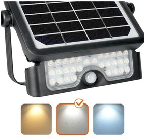 Faro solare LED 5W 4000K IP65 con sensore e batteria 3000 mAh
