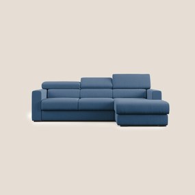 Dylan divano angolare con pouf estraibile poggiapiedi in tessuto simil cotone impermeabile T13