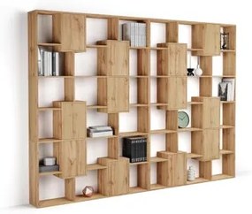 Libreria a parete XL Iacopo con ante (236,4 x 321,6 cm), Rovere Rustico