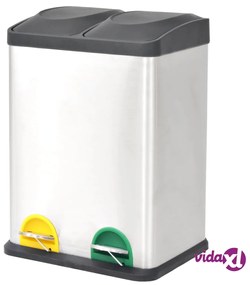 vidaXL Pattumiera a Pedale per Riciclo in Acciaio Inossidabile 36 L