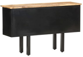 Credenza 110x30x65 cm in massello di mango grezzo e acciaio