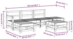 Set Salotto da Giardino 6 pz in Legno Massello di Pino