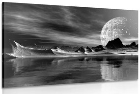 Quadro su tela – Paesaggio futuristico in bianco e nero