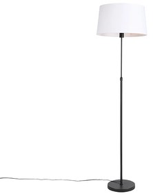 Lampada da terra nera con paralume in lino bianco 45 cm regolabile - Parte