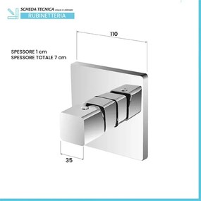 Miscelatore doccia ad incasso in ottone cromato completo di corpo a muro Lotus