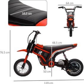 Moto Elettrica per Bambini con Acceleratore Manuale 2 Velocità 8-16km/h Rosso...