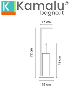Kamalu - Base con portascopino e portarotolo in acciaio inox nero opaco | KAM720N