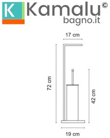 Kamalu - base con portascopino e portarotolo in acciaio inox nero opaco | kam720n