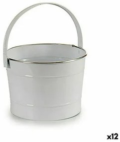 Vaso Secchio Bianco Argentato Zinco 25 x 29,5 x 27 cm (12 Unità)