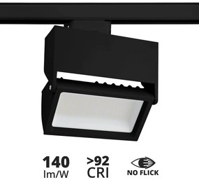 Faro LED 44W per Binario Trifase, 100°, Nero con driver Philips CRI92 Colore Bianco Caldo 3.000K