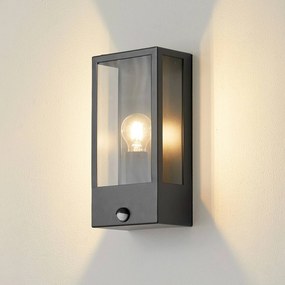 Lindby applique da esterno Ilana, nero, sensore, IP44, E27 Ilana Lindby, dimmerabile, Nero, Acciaio Inox