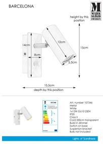 Markslöjd 107346 - Luce Spot da parete dimmerabile BARCELONA 1xGU10/12W/230