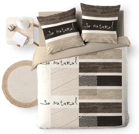 Set copripiumino e federa marrone in cotone per letto matrimoniale 200x200 cm So Natural – douceur d'intérieur