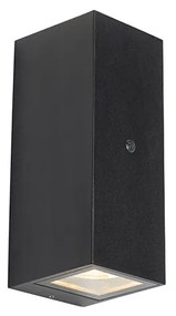 Lampada da parete nera 2 luci IP44 con sensore crepuscolare - Baleno II