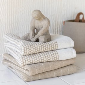 Asciugamano in cotone bianco e beige 70x140 cm Grid - Mette Ditmer Denmark