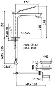 Paffoni Tilt Ti075no Miscelatore Lavabo Con Scarico Nero Opaco