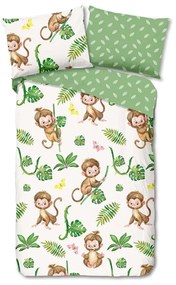 Set copripiumino e federa da bambini verde/beige in cotone per letto singolo 140x200 cm Play – Good Morning