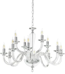 Lampada a sospensione RAVEL 12 luci in vetro lavorato a mano D82 cm CROMO