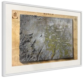 Poster  Raised Relief Map: Munich  Cornice Quadri Cornice nera con pass-partout, Larghezza x Altezza Home decor 90x60