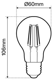 Lampada LED E27 da 4W a Filamento A60 150lm/W No Flickering Colore Bianco Caldo 2.700K