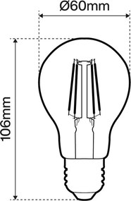 Lampada LED E27 da 4W a Filamento A60 150lm/W No Flickering Colore Bianco Caldo 2.700K