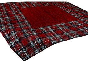 Tovaglia Gobelin Tartan bordó 90x90 cm Chenille IT025