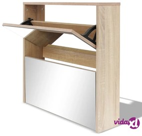 vidaXL Scarpiera con 2 Ripiani e Specchio Colore Rovere 63x17x67 cm