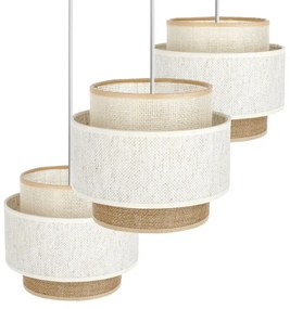 Lampada a sospensione con cavo BOHO 3xE27/60W/230V bianco/iuta