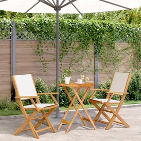 Set Da Bistrot 3pz Bianco Crema İn Tessuto E Legno Massello /