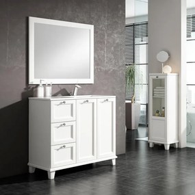 Mobile sottolavabo e lavabo Unike per vasca a destra neve L 100 cm, 2 ante 3 cassetti