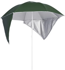 Ombrellone Da Spiaggia Con Teli Laterali Verde 215 Cm /
