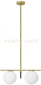Jugen sospensione a 2 luci oro spazzolato e vetro bianco attacco e2...