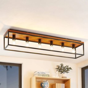 Plafoniera soffitto Miravi Lindby, dimmerabile, Nero, Soggiorno / Sala da pranzo, Legno, Moderno, Plafoniera
