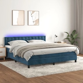Letto A Molle Con Materasso E Led Blu Scuro 160x200 Cm /