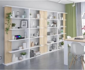 Libreria legno moderna 5 ripiani altezza 180 cm bianco e rovere Alida