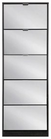 Scarpiera Susie: 5 Ante Legno Grigio Scuro, Specchio Incorporato
