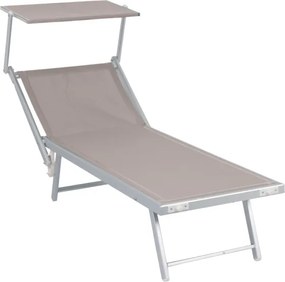 Lettino Prendisole In Alluminio E Textilene 61x186x40 Cm Pool Telo Beige