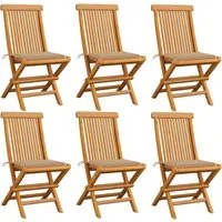 Sedie da Giardino con Cuscini Beige 6 pz in Massello di Teak cod mxl 6488