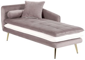 Chaise longue sinistra in velluto marrone e bianco GONESSE Beliani