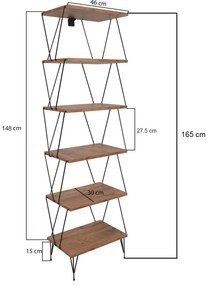 Libreria 5 ripiani 46x165x30 cm Balaban