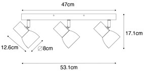 Faretto da soffitto in legno con bianco orientabile 3 luci - Thorin