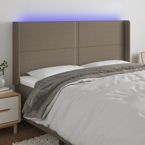 Testiera A Led Tortora 183x16x118/128 Cm İn Tessuto /
