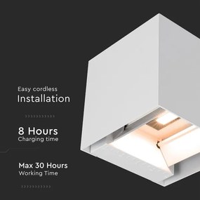 Lampada da parete solare a LED con sensore, 9W/5V, IP65, 2600 mAh, bianca