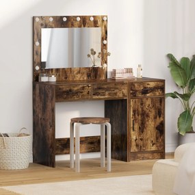 Set da toeletta 2 pezzi con led in rovere fumè in legno ingegnerizzato