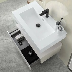 Mobile bagno 80 cm grigio perla con lavabo sospeso e specchio Iside